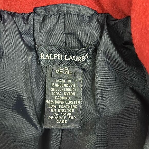 Vintage Polo Ralph Lauren Baby Down Snowsuit Navy Blue Zip Front - Picture 10 of 10